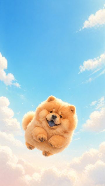 Chow Chow Stylized Fluffy Cloud Sky Wallpaper