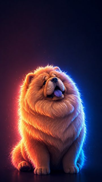 Chow Chow Neon Fur Glow Portrait Wallpaper