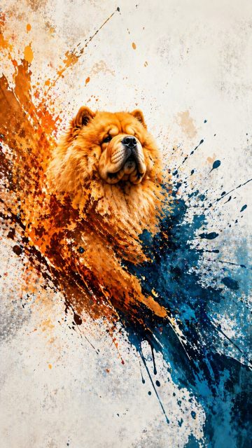 Chow Chow Paint Splash Stylized Portrait Wallpaper