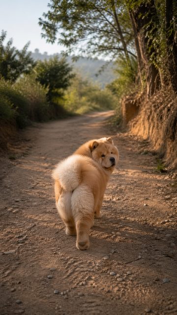 Chow Chow Walking Away with Head Turn Wallpaper