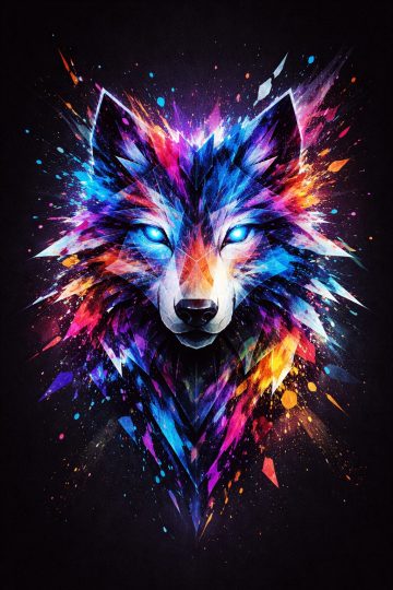 Colorful Abstract Geometric Wolf Wallpaper