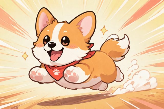 Chibi Corgi Running Fast Dynamic Action Wallpaper