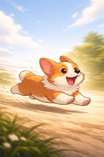 Running Corgi Motion Blur Dynamic Wallpaper