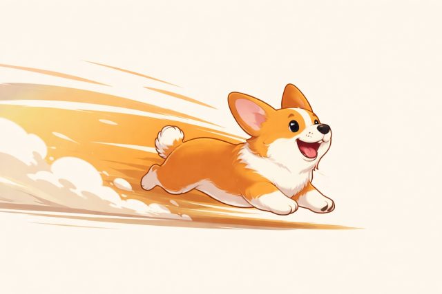 Corgi Side View Running Speed Lines Minimal Wallpaper