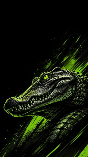 Crocodile Head in Bold Neon Graphic Style Wallpaper