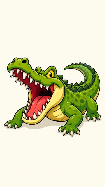 Cartoon Crocodile with Wide Open Mouth Wallpaper