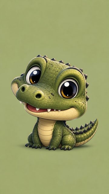 Chibi Crocodile with Big Eyes Portrait Wallpaper