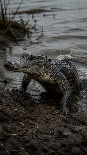 Crocodile Emerging from Muddy Water Wallpaper