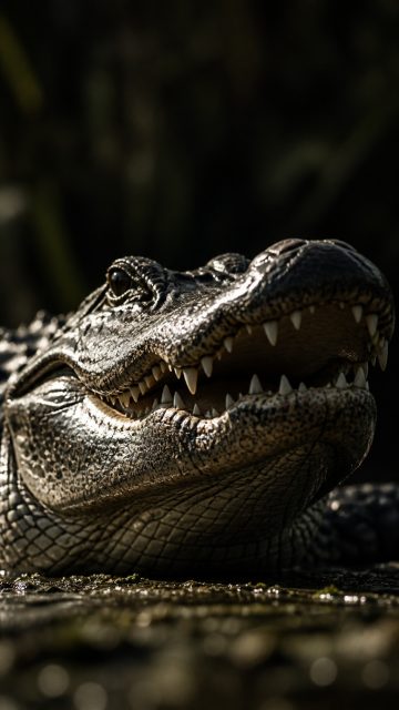 Crocodile Low Angle Close-Up Jaw Detail Wallpaper