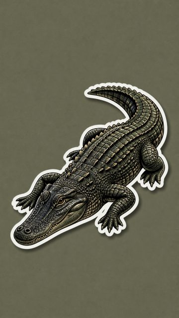 Crocodile Sticker Style Minimal Cutout Wallpaper