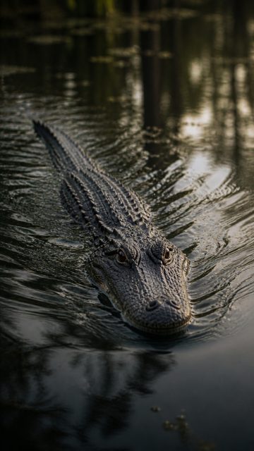 Crocodile Swimming Toward Camera Wallpaper