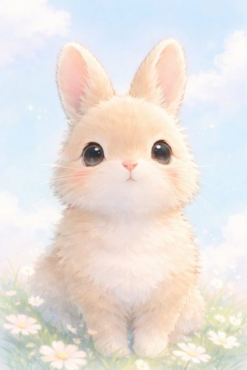 Cute Bunny Close Up Pastel Sky