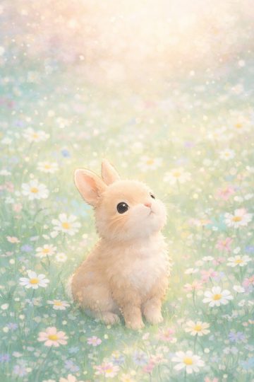 Cute Bunny in Daisy Meadow