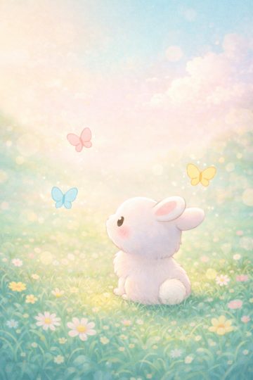 Cute Bunny Watching Butterflies