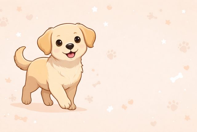 Cute Labrador Cartoon Pastel Minimal Clean Background Wallpaper