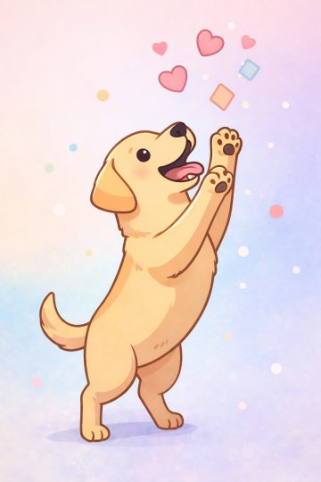 Cute Labrador Cartoon Pastel Minimal Hearts Wallpaper