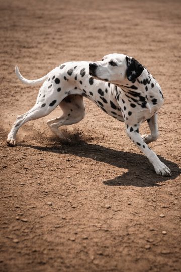 Dalmatian Turning Mid Sprint on Dusty Ground Wallpaper
