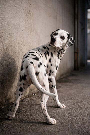 Dalmatian Turning Back Mid Step With Twisted Body Wallpaper