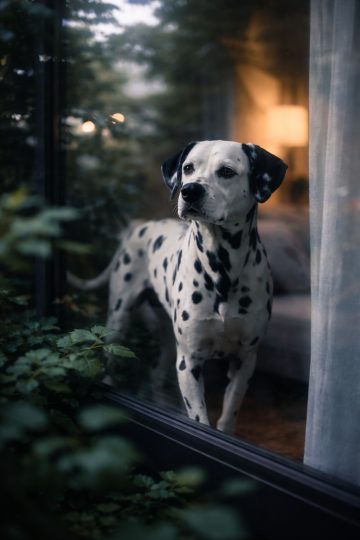 Dalmatian Seen Through Window With Soft Evening Light Wallpaper