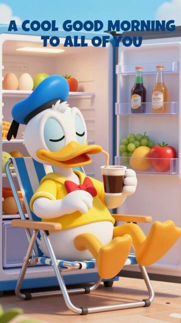 Donald Duck Morning Coffee Kitchen Wallpaper