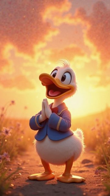 Donald Duck Sunset Field Wallpaper