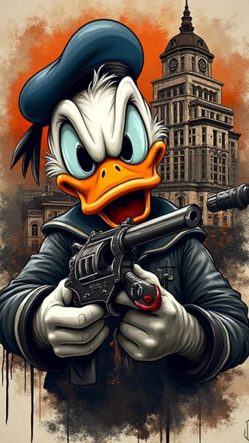 Donald Duck Urban Action Portrait Wallpaper