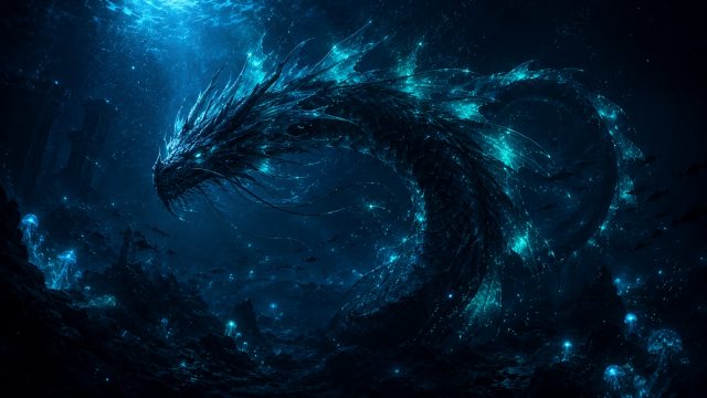 Abyssal Sea Serpent Dragon Wallpaper