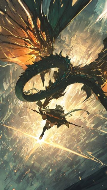 Celestial Flight Battle Dragon Wallpaper
