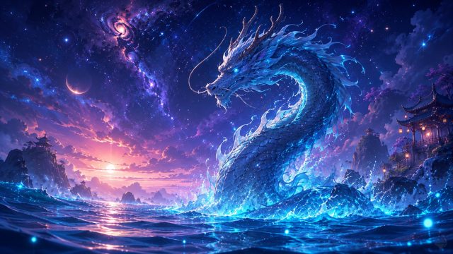 Celestial Ocean Spirit Dragon Wallpaper