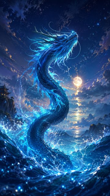 Celestial Water Serpent Dragon Wallpaper