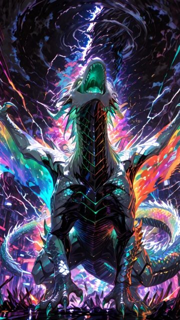Cosmic Neon Behemoth Dragon Wallpaper