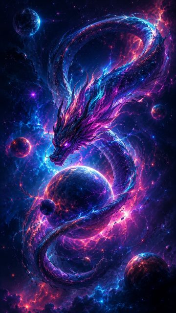 Cosmic Orbit Serpent Dragon Wallpaper