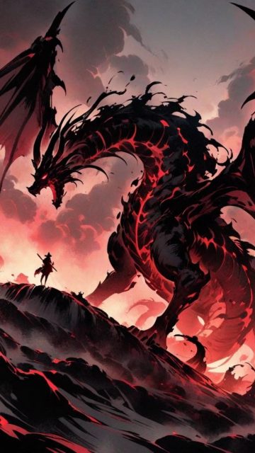 Crimson Shadow Beast Dragon Wallpaper