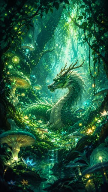 Emerald Forest Spirit Dragon Wallpaper