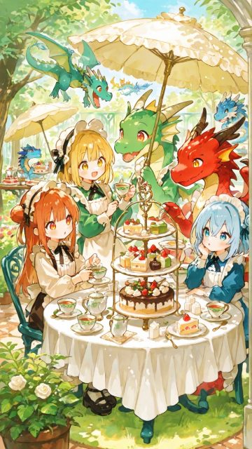 Fantasy Dragon Tea Garden Wallpaper