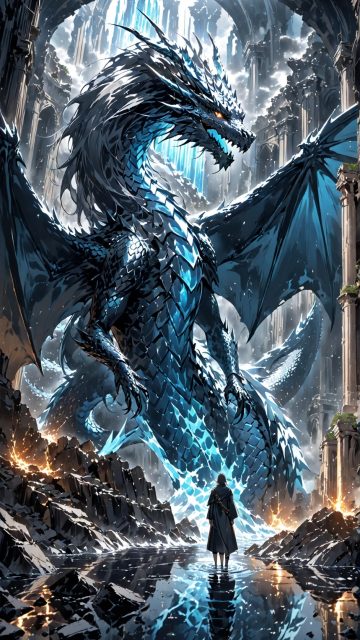 Frozen Blue Wyvern Dragon Wallpaper