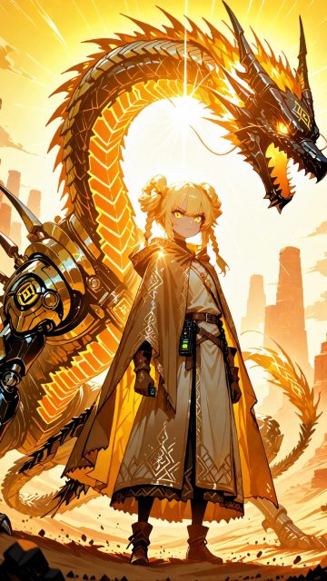 Golden Sunrise Dragon Warrior Wallpaper