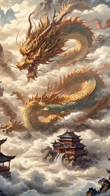 Heavenly Palace Serpent Dragon Wallpaper