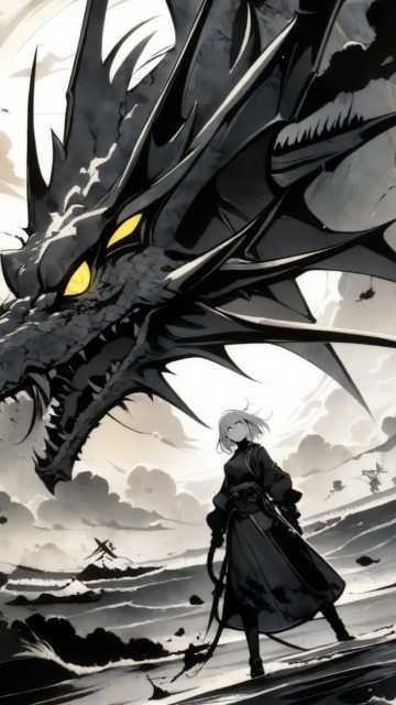 Monochrome Storm Beast Dragon Wallpaper
