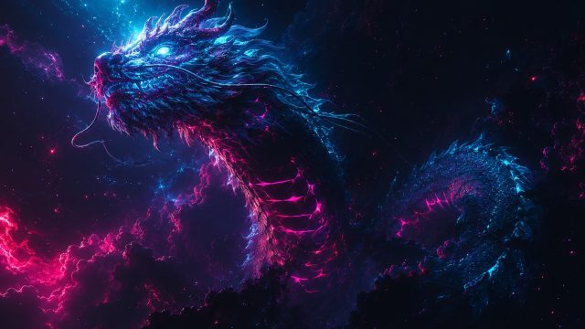 Neon Abyss Horizon Dragon Wallpaper