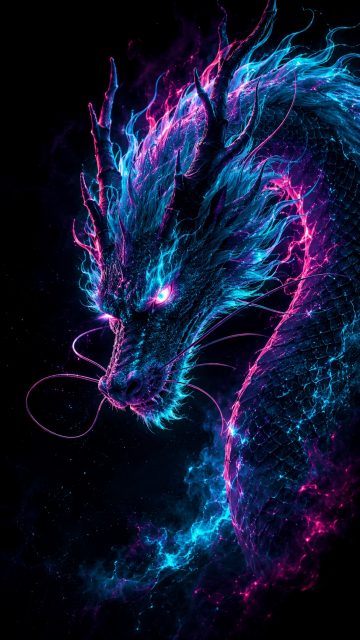 Neon Abyss Serpent Dragon Wallpaper