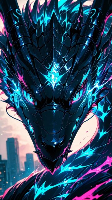 Neon Cyber Serpent Dragon Wallpaper