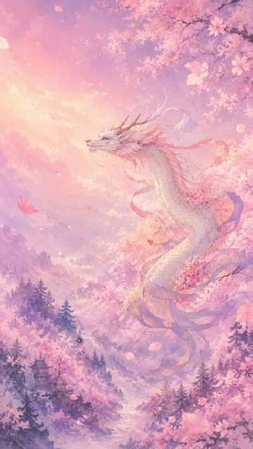 Sakura Spirit Serpent Dragon Wallpaper