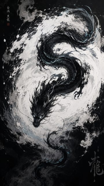 Void Spiral Shadow Dragon Wallpaper