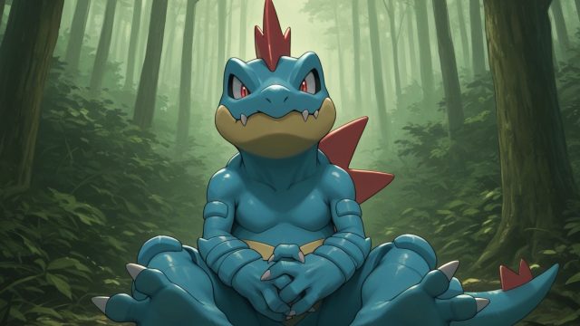 Feraligatr Resting in a Forest Wallpaper