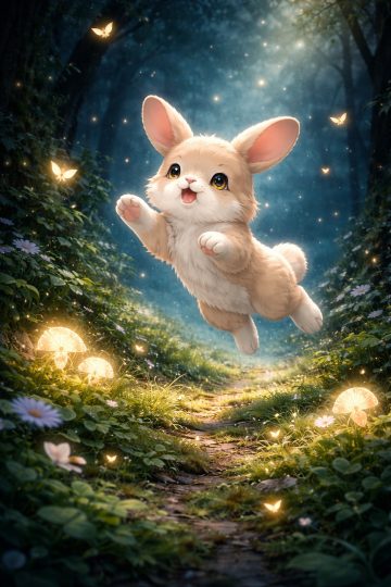 Floating Forest Fairy Bunny Jumping