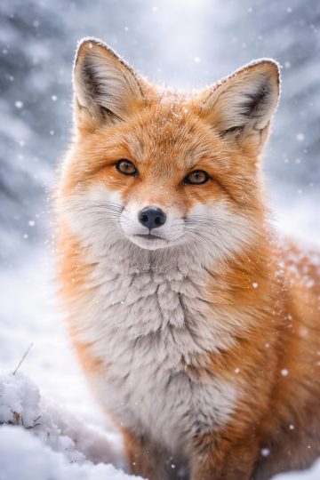 Fox Portrait in Gentle Winter Snow Wallpaper