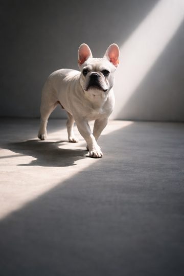 French Bulldog Diagonal Light Beam Minimal Walk Wallpaper
