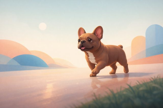 French Bulldog in Pastel Graphic Landscape Illustration Wallpaper