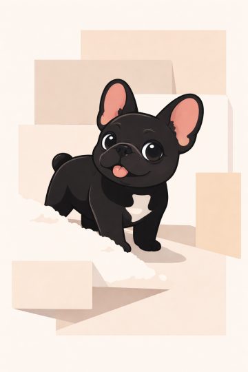 French Bulldog Minimal Beige Graphic with Layered Shapes Wallpaper